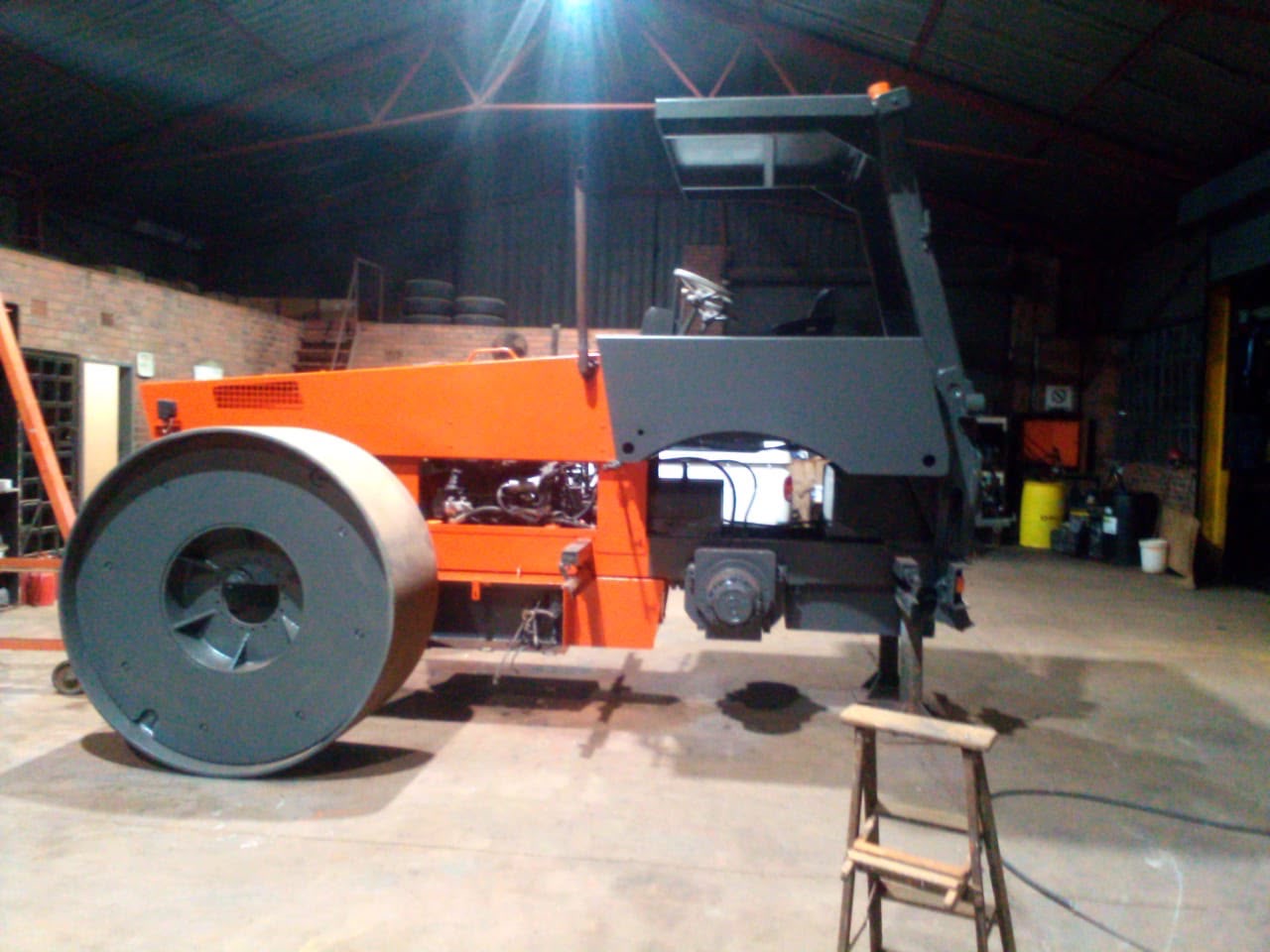 Road roller — respray in the workshop